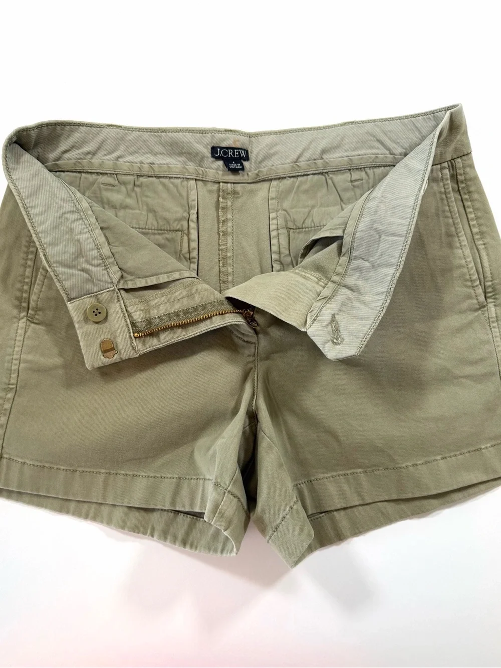 J.Crew Chino Shorts Olive Green Stretch Size 4